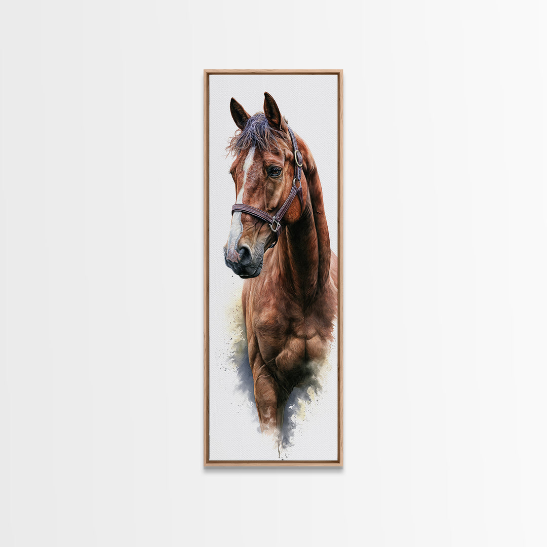 Brown Horse Portrait Canvas Print, Rustic Art, Room Decor, Farmhouse Decor, Fine Art, Rustic, Oil Painting, Digital Print, RUS-1x3-17