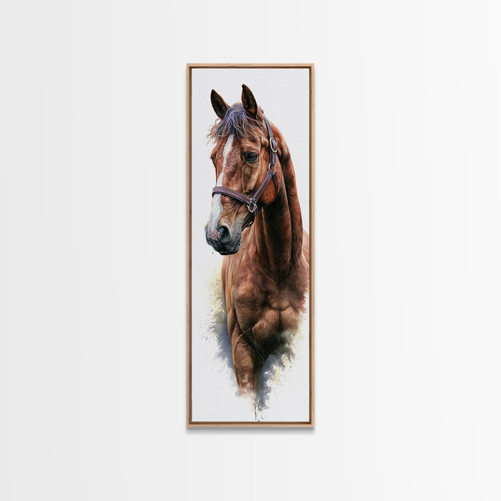 Brown Horse Portrait Canvas Print, Rustic Art, Room Decor, Farmhouse Decor, Fine Art, Rustic, Oil Painting, Digital Print, RUS-1x3-17