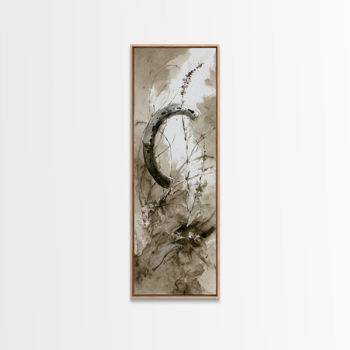 Rusty Horseshoe and Rope Composition Canvas Print, Rustic Art, Painting, Farmhouse Decor, Fine Art, Rustic, Boho Wall Art, RUS-1x3-25
