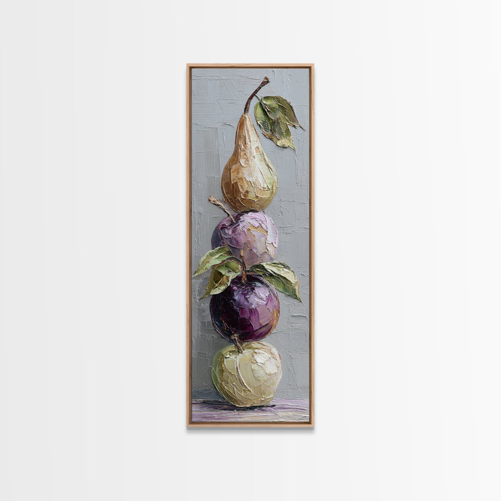 Rustic Pear and Apple Still Life Canvas Print, Rustic Art, Printable Art, Farmhouse Decor, Fine Art, Rustic, Farmhouse Wall Art, RUS-1x3-33