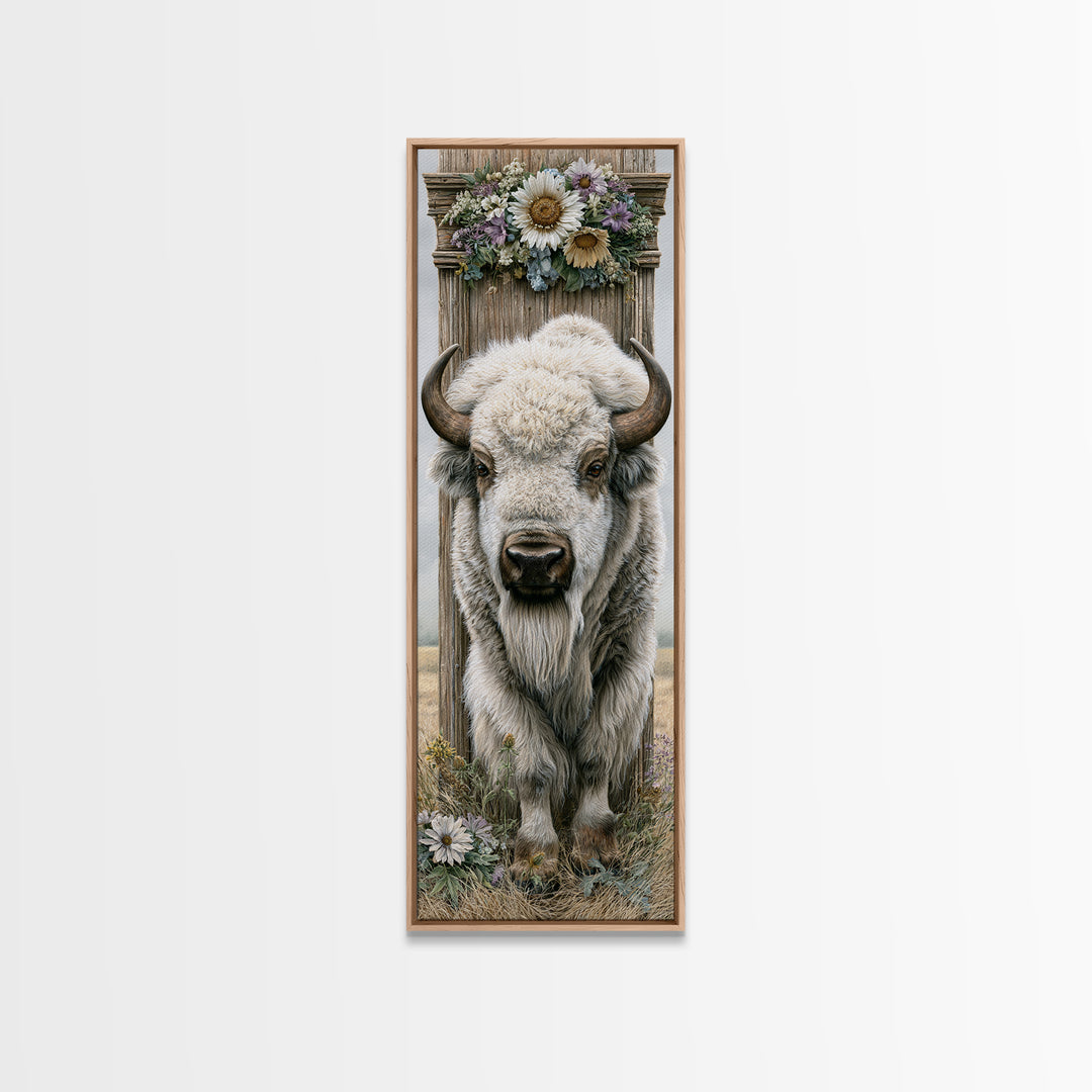 Buffalo Portrait with Western Texture Canvas Print, Rustic Art, Gallery Decor, Farmhouse Decor, Fine Art, Rustic, RUS-1x3-82