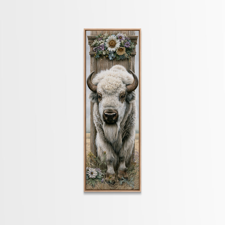 Buffalo Portrait with Western Texture Canvas Print, Rustic Art, Gallery Decor, Farmhouse Decor, Fine Art, Rustic, RUS-1x3-82