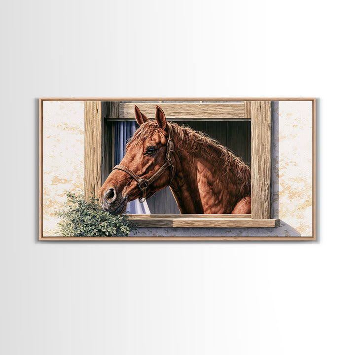 Brown Horse Portrait Framed Canvas Print, Rustic Art, Home Decor, Farmhouse Decor, Fine Art, Rustic, Living Room Decor, RUS-2x1-1