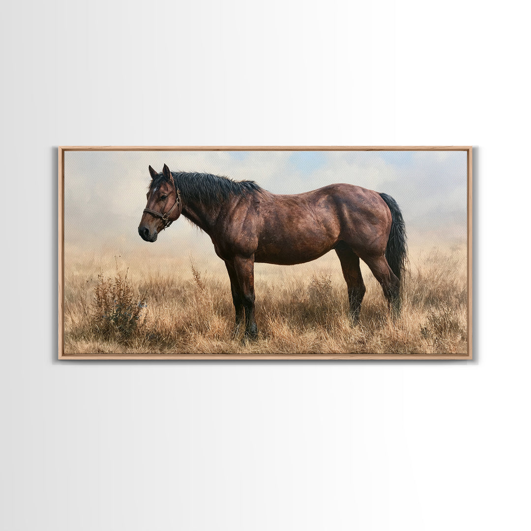 Brown Horse Portrait Canvas Print, Rustic Art, Printable Wall Art, Farmhouse Decor, Fine Art, Rustic, Wood Art, Modern Art, RUS-2x1-49