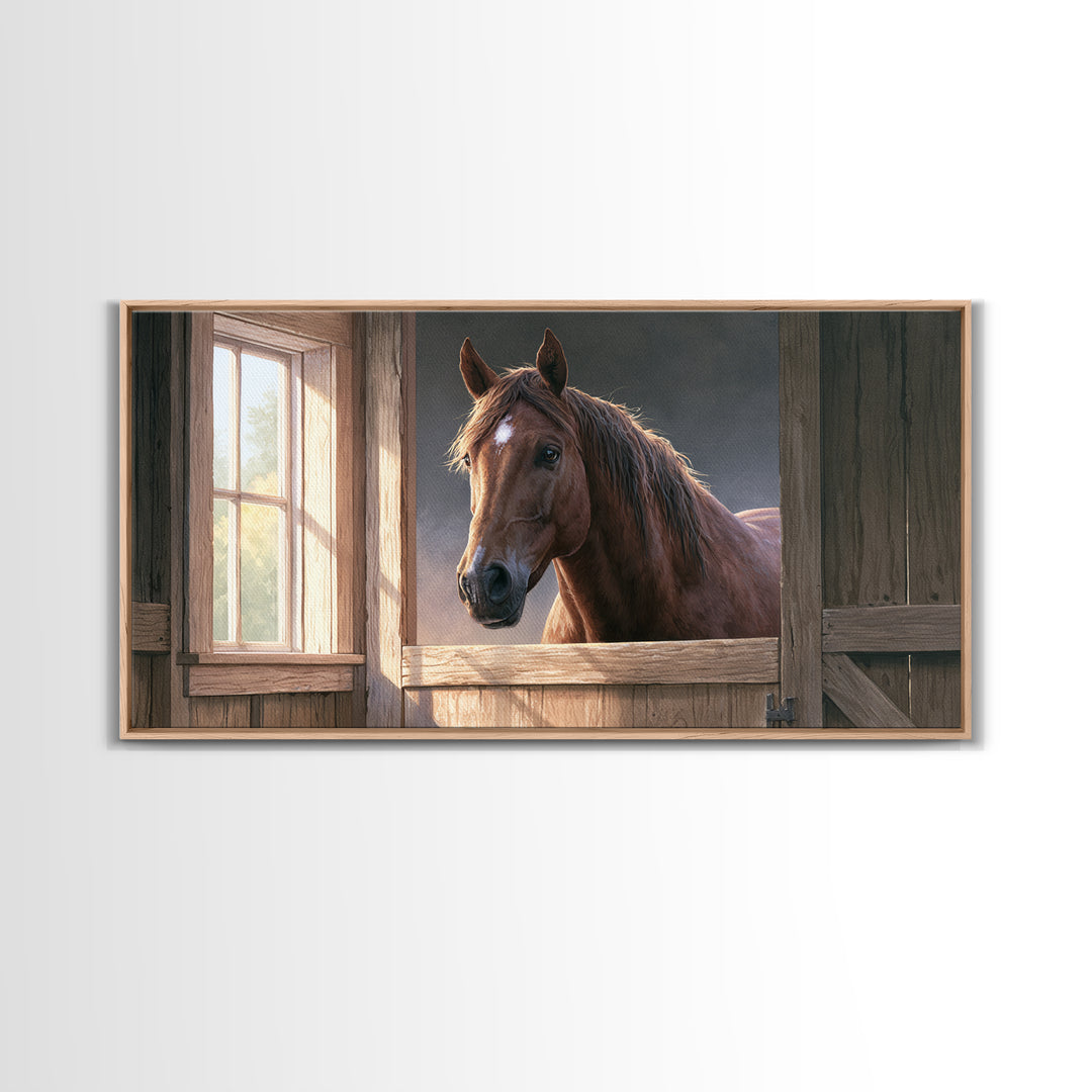 Brown Horse Portrait Canvas Print, Rustic Art, Printable Wall Art, Farmhouse Decor, Fine Art, Rustic, Wood Art, Modern Art, RUS-2x1-73