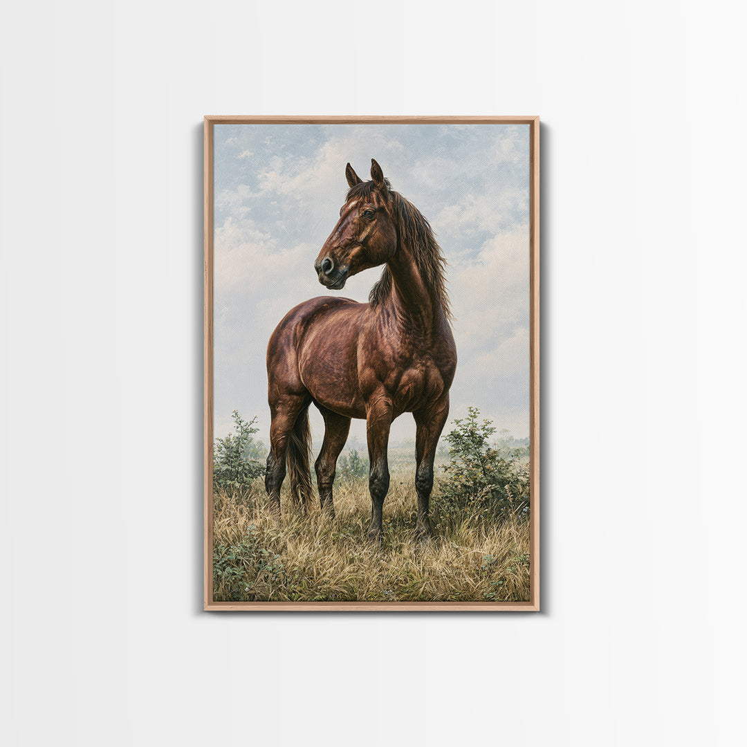 Brown Horse Portrait Framed Canvas Print, Rustic Art, Painting, Farmhouse Decor, Fine Art, Rustic, Boho Wall Art, 3d Wall Art, RUS-2x3-37