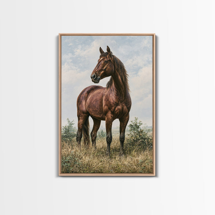 Brown Horse Portrait Framed Canvas Print, Rustic Art, Painting, Farmhouse Decor, Fine Art, Rustic, Boho Wall Art, 3d Wall Art, RUS-2x3-37