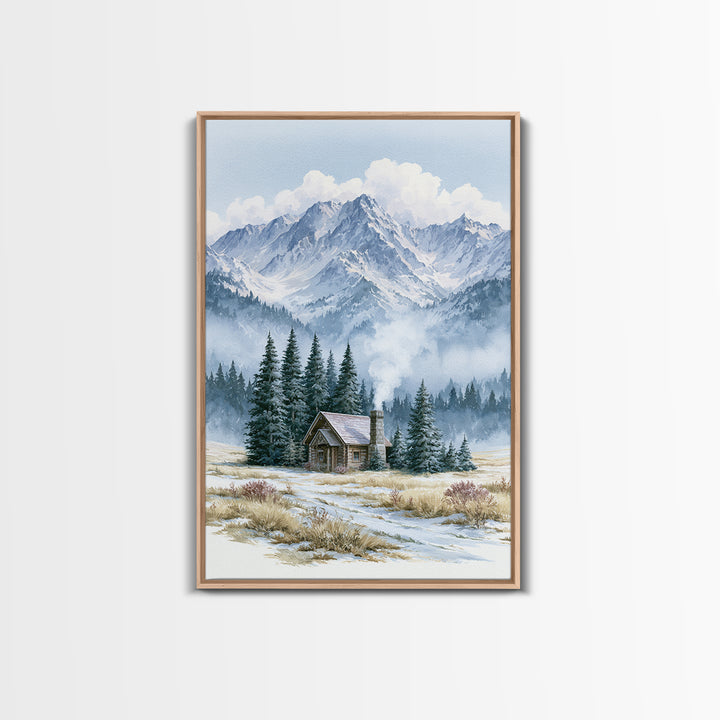 Winter Mountain Scene Canvas Print, Rustic Art, Farmhouse Wall Art, Farmhouse Decor, Fine Art, Rustic, Statement Artwork, RUS-2x3-7