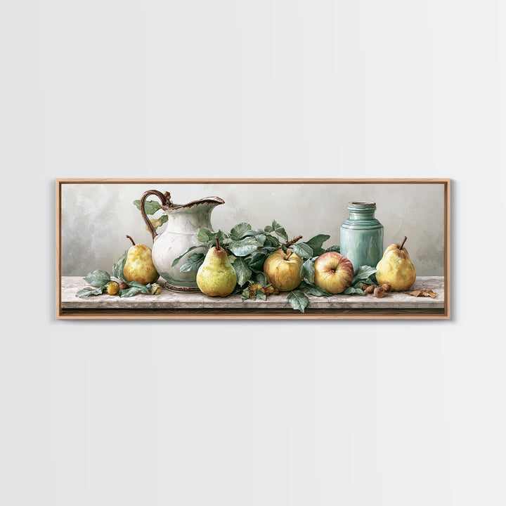 Rustic Pear and Apple Still Life Canvas Print, Rustic Art, Printable Art, Farmhouse Decor, Fine Art, Rustic, Farmhouse Wall Art, RUS-3x1-13