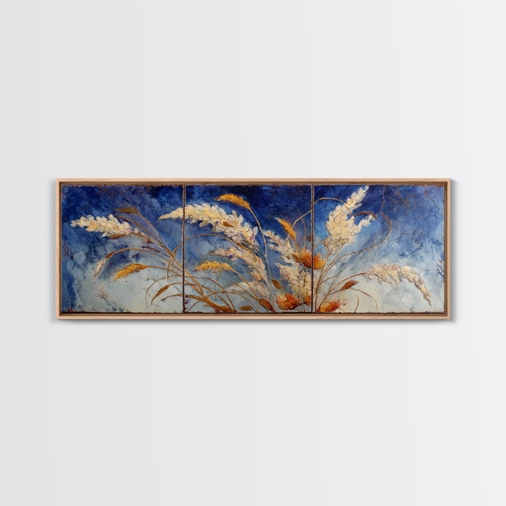 Handwoven Basket with Dried Grasses Canvas Print, Rustic Art, Gallery Decor, Farmhouse Decor, Fine Art, Rustic, RUS-3x1-40
