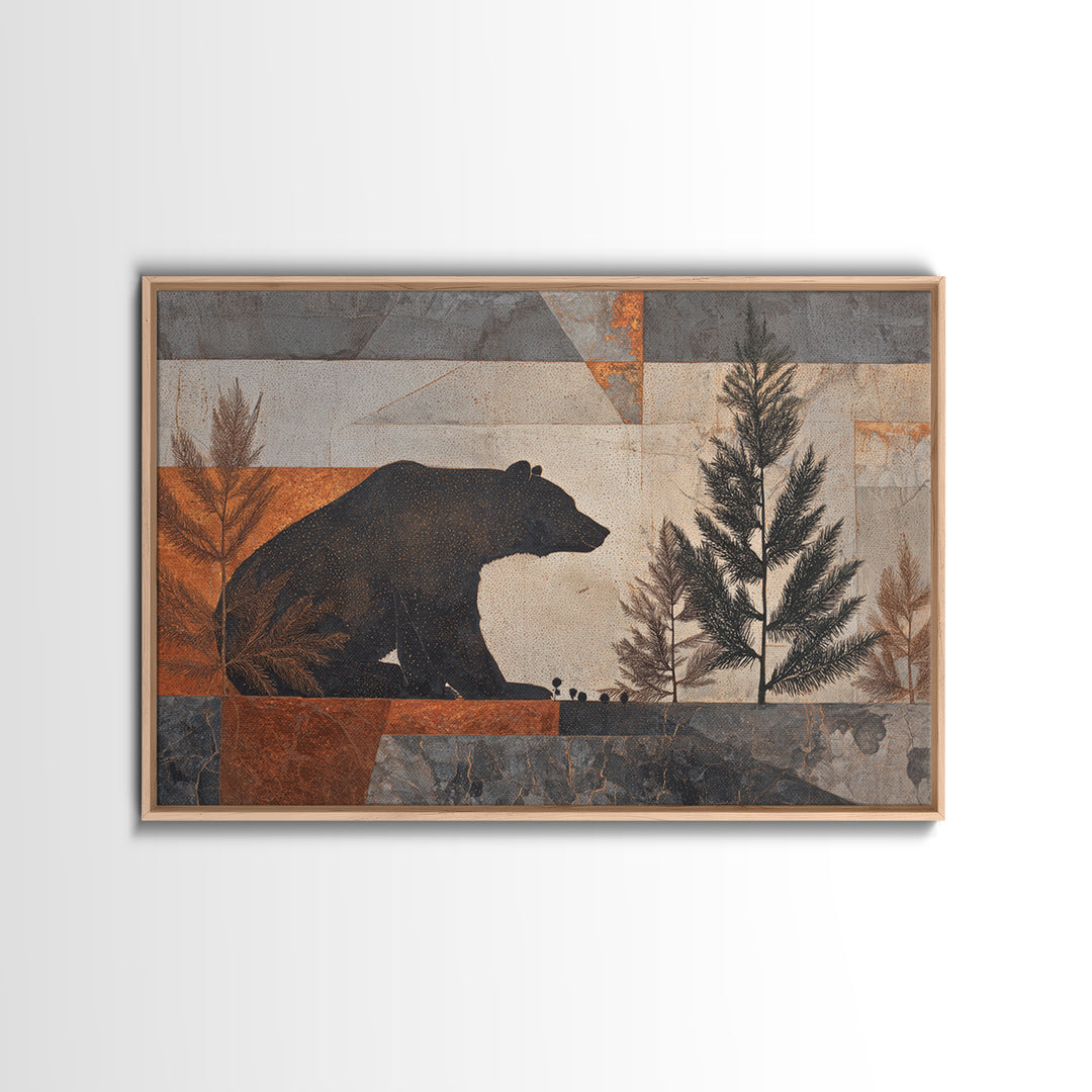 Buffalo Portrait with Western Texture Framed Canvas Print, Rustic Art, Boho Wall Art, Farmhouse Decor, Fine Art, Rustic, RUS-3x2-74