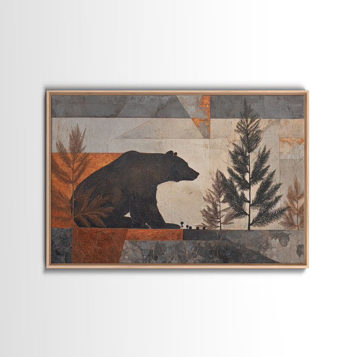 Buffalo Portrait with Western Texture Framed Canvas Print, Rustic Art, Boho Wall Art, Farmhouse Decor, Fine Art, Rustic, RUS-3x2-74