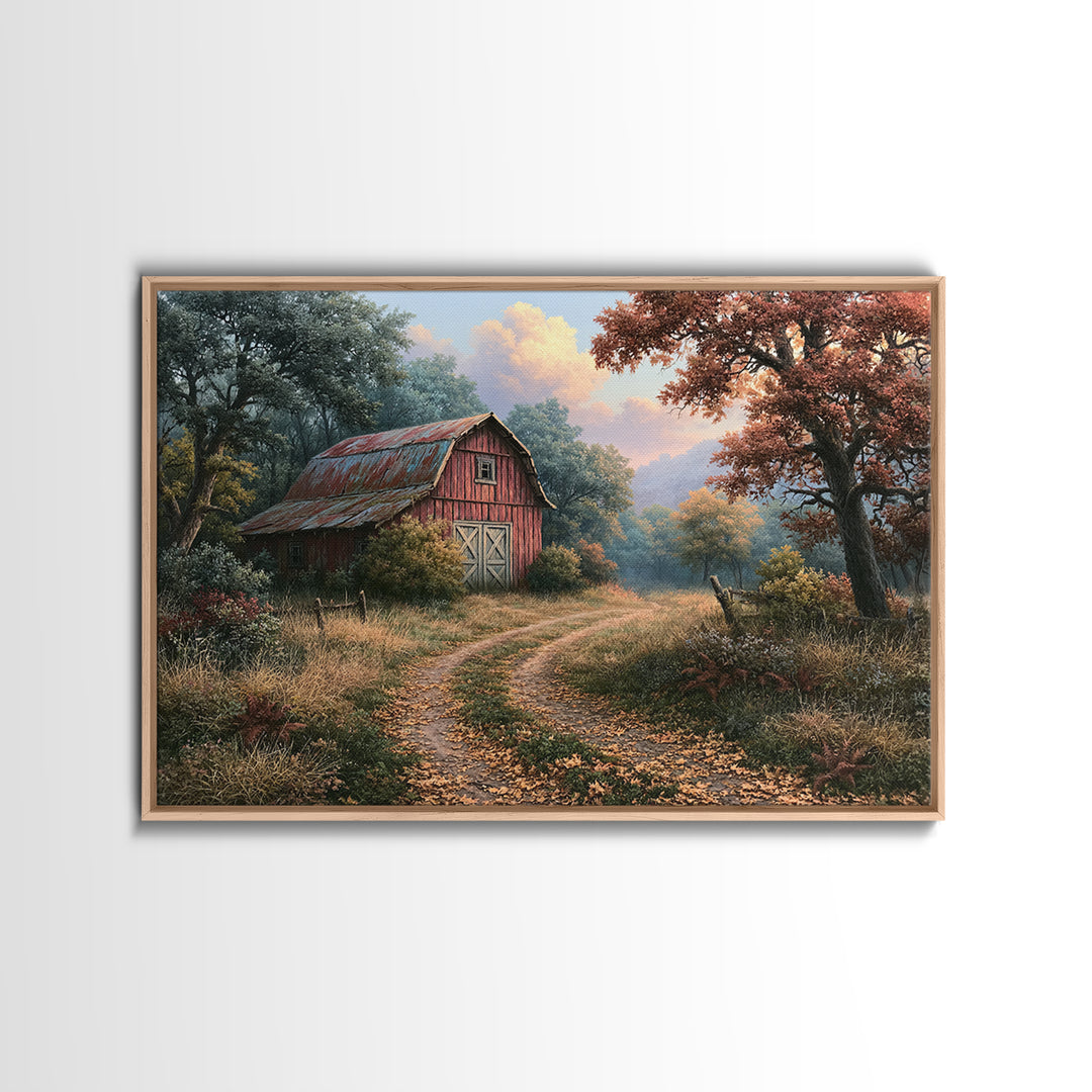 Forest Path with Golden Autumn Leaves Canvas Print, Rustic Art, Modern Art, Farmhouse Decor, Fine Art, Rustic, Neutral Decor, RUS-3x2-94