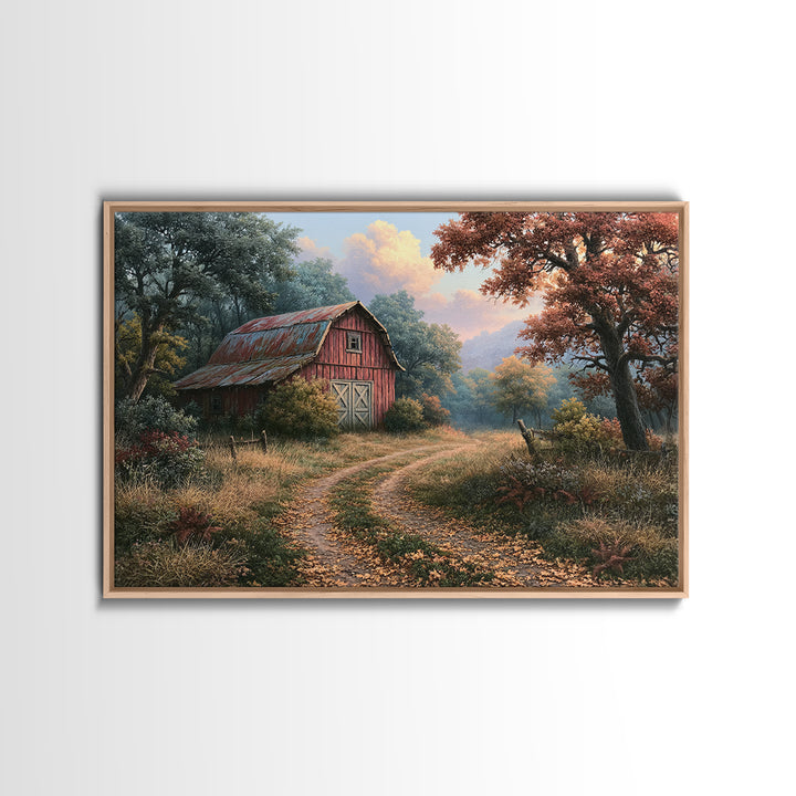 Forest Path with Golden Autumn Leaves Canvas Print, Rustic Art, Modern Art, Farmhouse Decor, Fine Art, Rustic, Neutral Decor, RUS-3x2-94