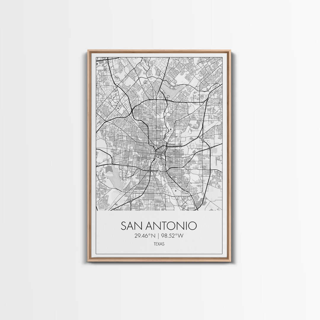 San Antonio Street Map, Texas Map, City Map Art, Minimalist Art, Wall Art, Canvas Print, Black And White Art, Travel Print, Family Gift