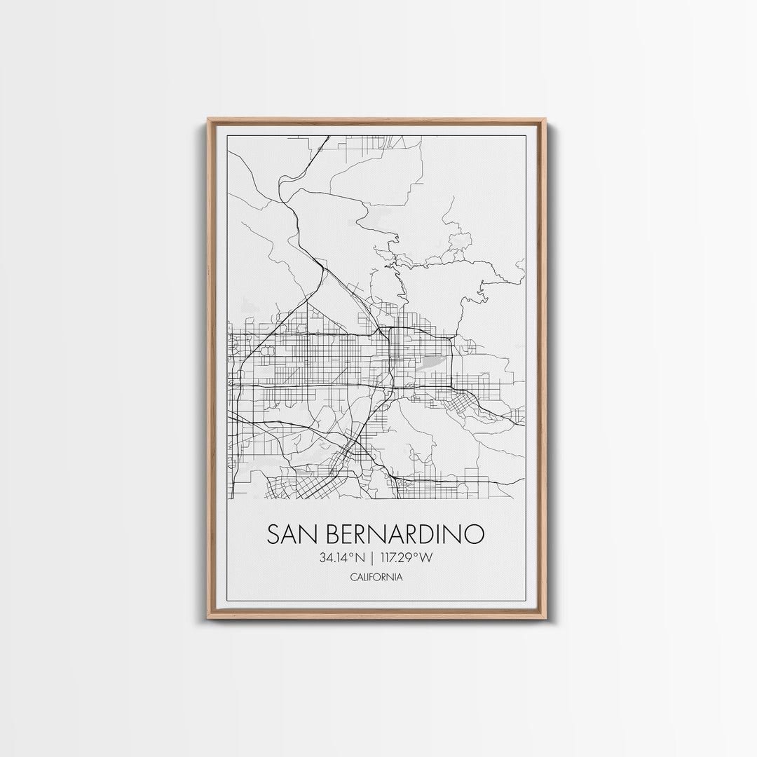 San Bernardino Street Map, California Map, City Map Print, Minimalist Art, Wall Art, Canvas Print, Unique Wall Décor, Friends Gift,
