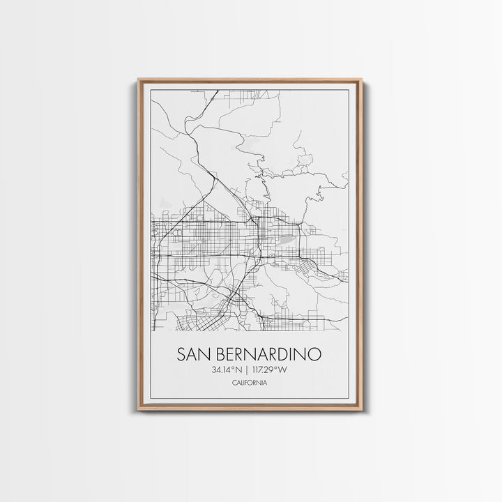San Bernardino Street Map, California Map, City Map Print, Minimalist Art, Wall Art, Canvas Print, Unique Wall Décor, Friends Gift,