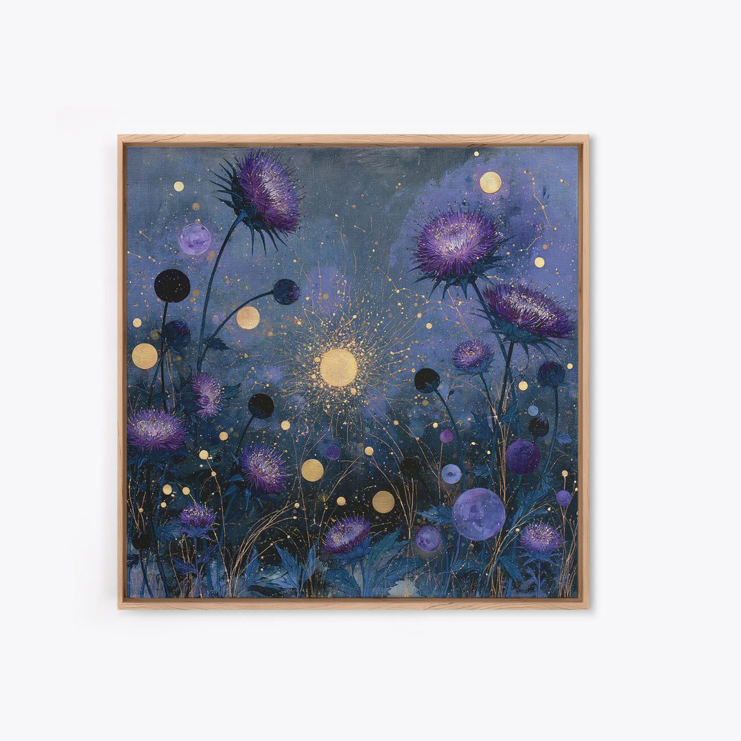 Cosmic Garden with Planets as Flowers Canvas Print, Space Art, Boho Decor, Spa Decor, Fine Art, Serenity, Painting, Posters, SAR-1x1-13