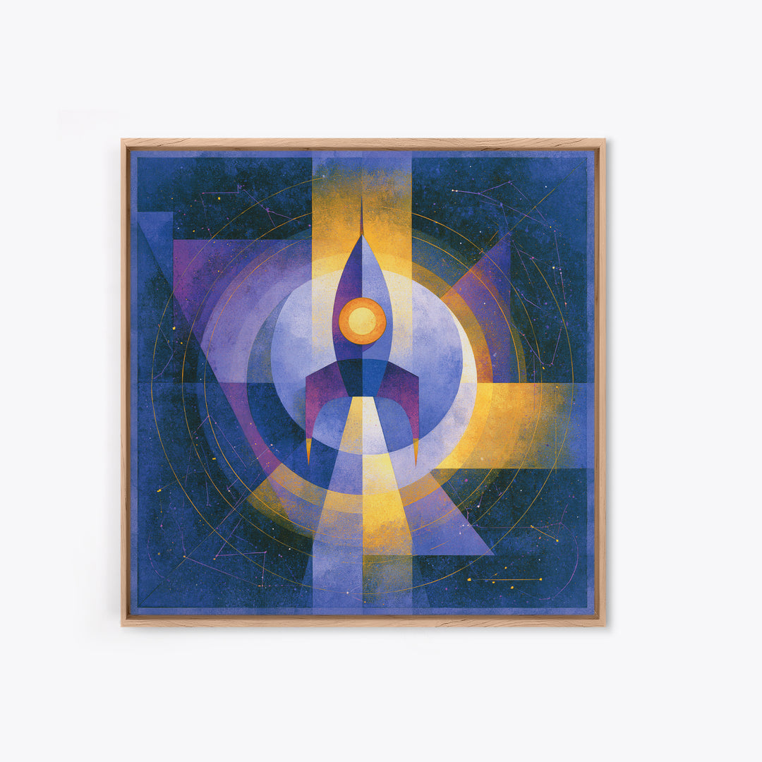 Retro Space Poster Framed Canvas Print, Space Art, Luxury Decor, Spa Decor, Fine Art, Serenity, Room Decor, Art Prints, SAR-1x1-21