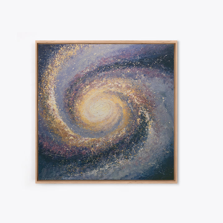 Galaxy Spiral in Jewel Tone Paint Framed Canvas Print, Space Art, Space, Spa Decor, Fine Art, Serenity, Statement Artwork, SAR-1x1-39