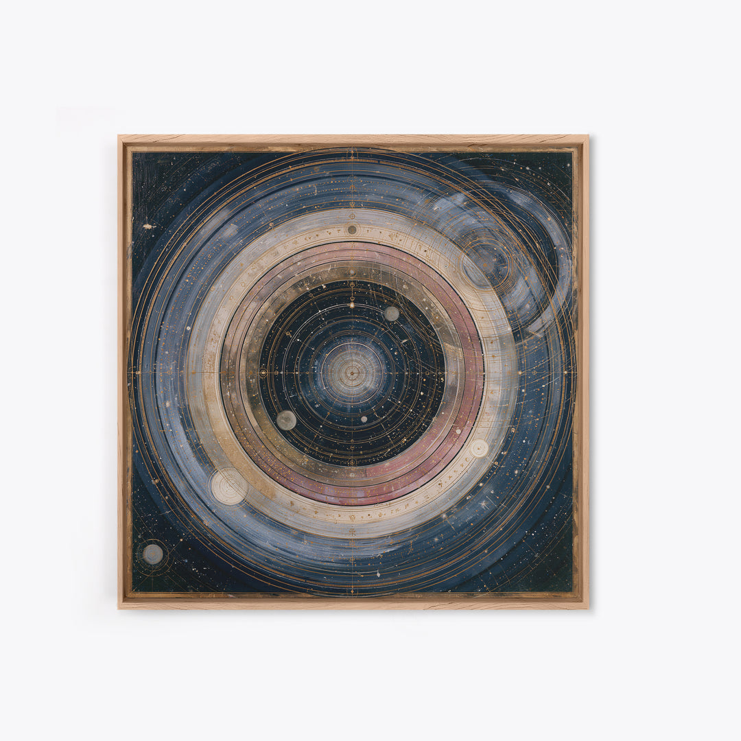 Planetary Rings Made of Ice and Light Framed Canvas Print, Space Art, Minimalist Wall Art, Spa Decor, Abstract Art, Serenity, SAR-1x1-42