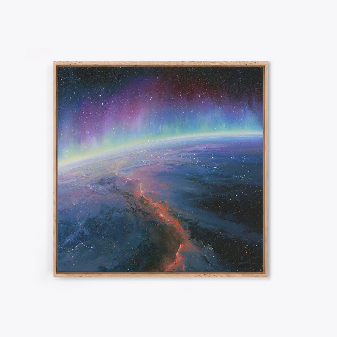 Aurora Viewed from Orbit Canvas Print, Space Art, Minimalist Decor, Spa Decor, Fine Art, Serenity, Digital Art, SAR-1x1-91
