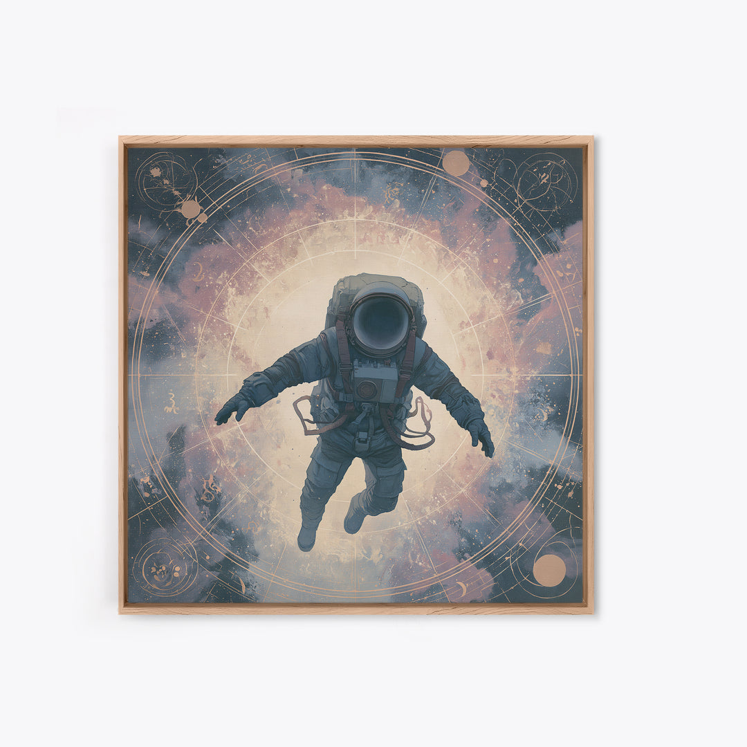 Astronaut Floating Near a Glowing Galaxy Canvas Print, Space Art, Painting, Spa Decor, Fine Art, Serenity, Canvas Wall Art, SAR-1x1-99