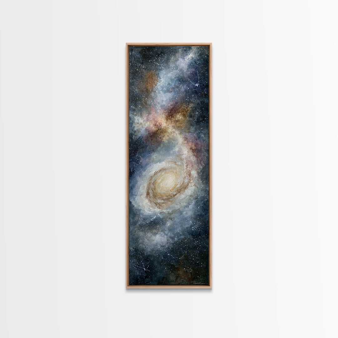 Galaxy Spiral in Jewel Tone Paint Canvas Print, Space Art, Living Room Wall Art, Spa Decor, Oil Painting, Serenity, SAR-1x3-27