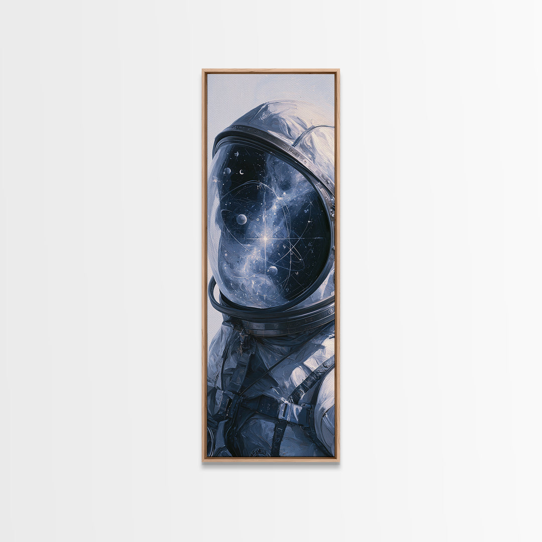 Astronaut Helmet Reflecting a Nebula Framed Canvas Print, Space Art, Canvas Wall Art, Spa Decor, Serenity, Gallery Decor, SAR-1x3-52