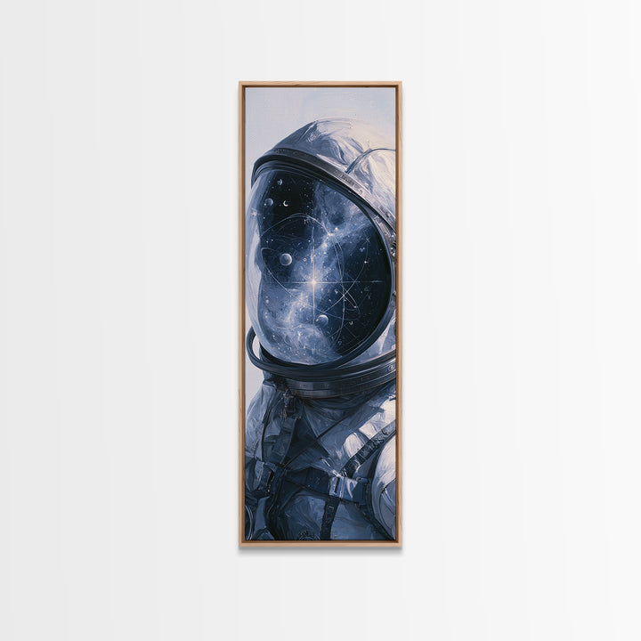 Astronaut Helmet Reflecting a Nebula Framed Canvas Print, Space Art, Canvas Wall Art, Spa Decor, Serenity, Gallery Decor, SAR-1x3-52