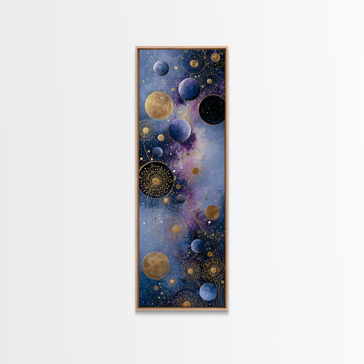 Cosmic Garden with Planets as Flowers Canvas Print, Space Art, Printable Art, Spa Decor, Oil Painting, Serenity, Modern Decor, SAR-1x3-73