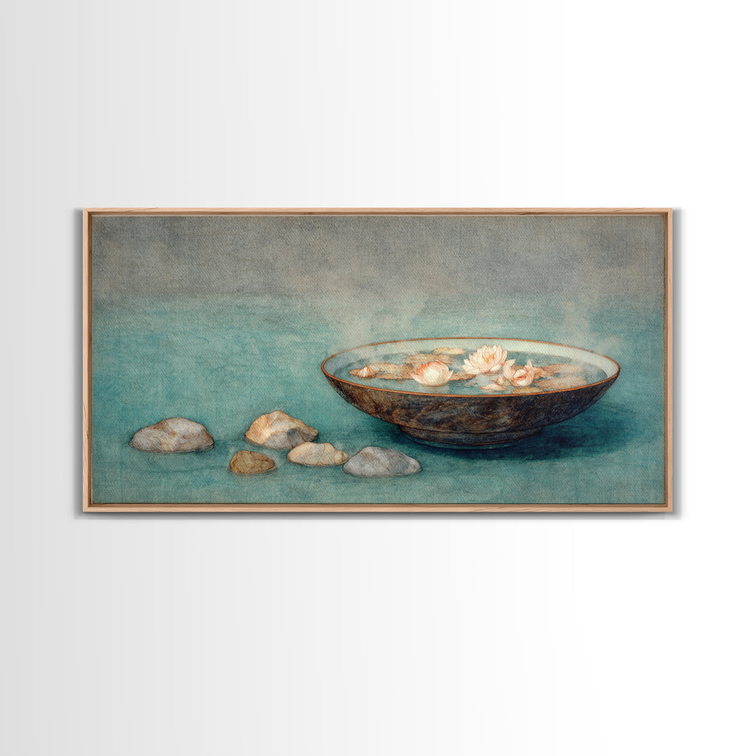Meteor Shower over Black Sky Framed Canvas Print, Space Art, Minimalist Wall Art, Spa Decor, Fine Art, Serenity, Home Decor, SAR-2x1-19
