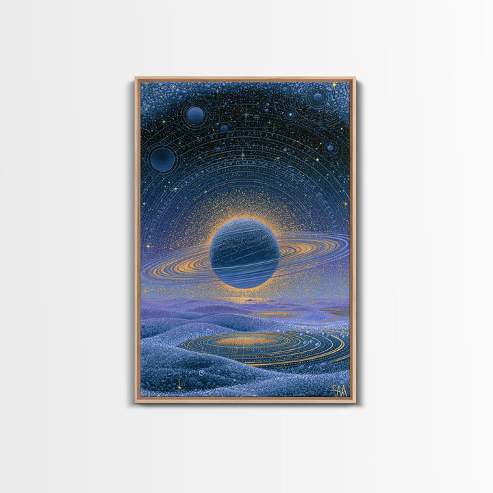 Ringed Planet Rising Canvas Print, Space Art, Wall Decor, Spa Decor, Fine Art, Serenity, Large Wall Art, Canvas Wall Art, SAR-2x3-10