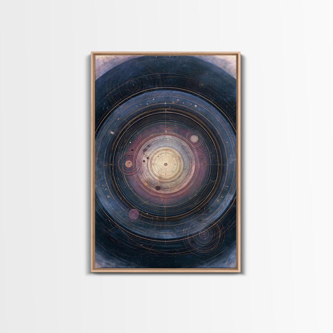 Planetary Rings Made of Ice and Light Framed Canvas Print, Space Art, Oil Painting, Spa Decor, Watercolor Art, Serenity, SAR-2x3-74