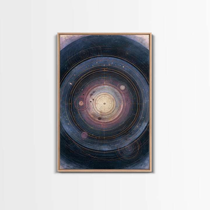 Planetary Rings Made of Ice and Light Framed Canvas Print, Space Art, Oil Painting, Spa Decor, Watercolor Art, Serenity, SAR-2x3-74