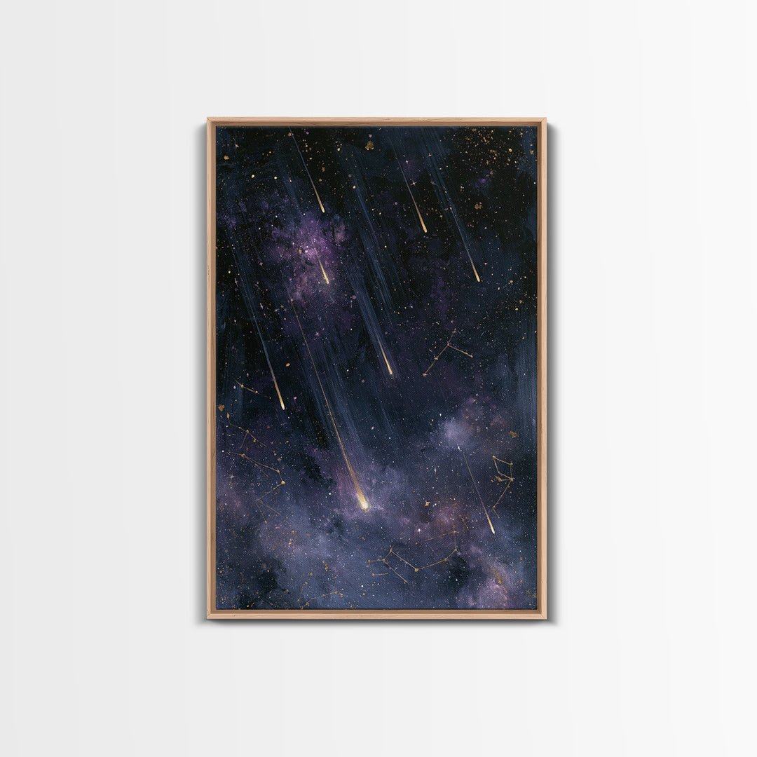 Meteor Shower over Black Sky Canvas Print, Space Art, Living Room Wall Art, Spa Decor, Fine Art, Serenity, Luxury Decor, SAR-2x3-79