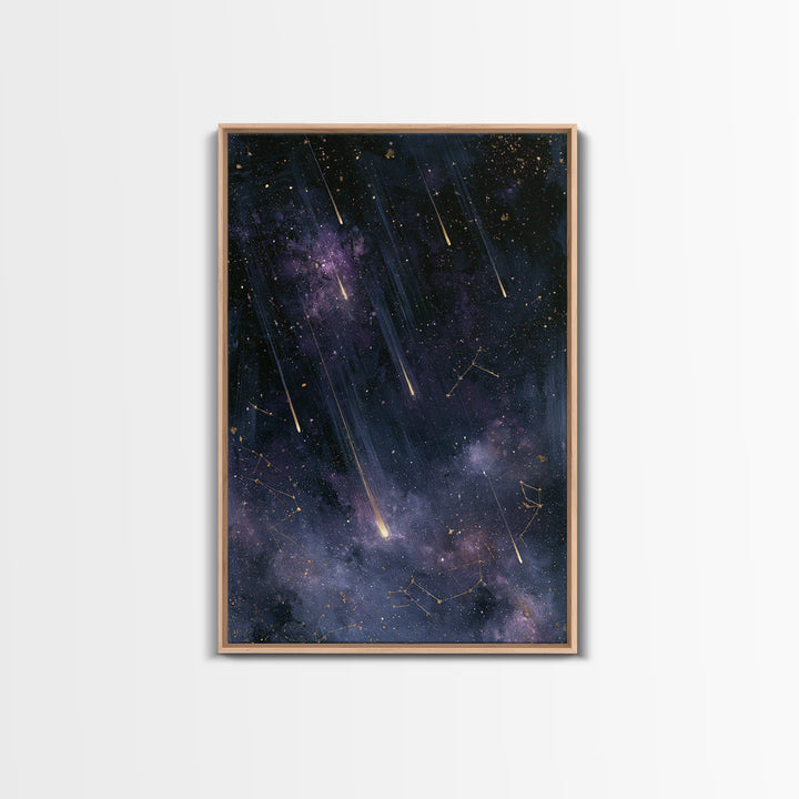 Meteor Shower over Black Sky Canvas Print, Space Art, Living Room Wall Art, Spa Decor, Fine Art, Serenity, Luxury Decor, SAR-2x3-79