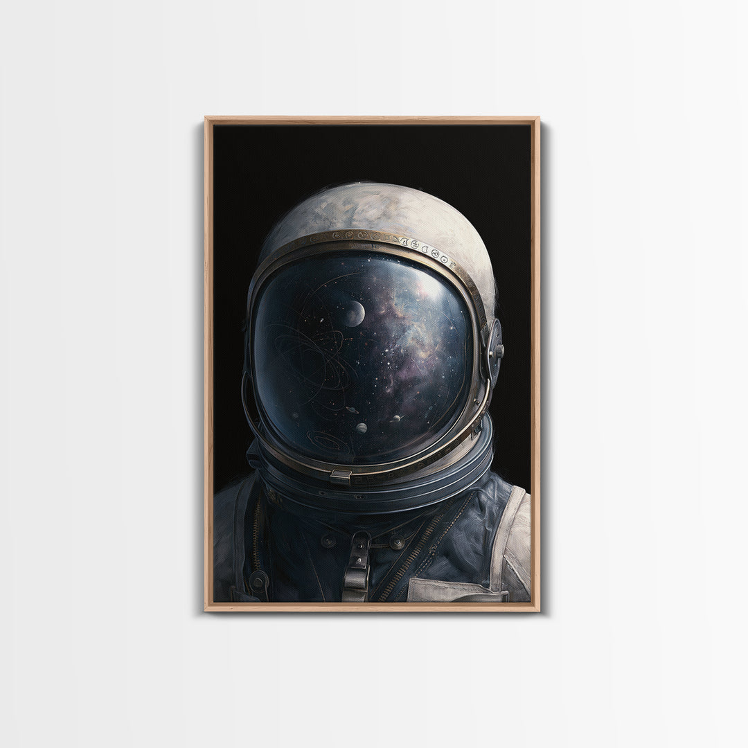 Astronaut Helmet Reflecting a Nebula Canvas Print, Space Art, Abstract Painting, Spa Decor, Serenity, Minimalist Decor, SAR-2x3-96