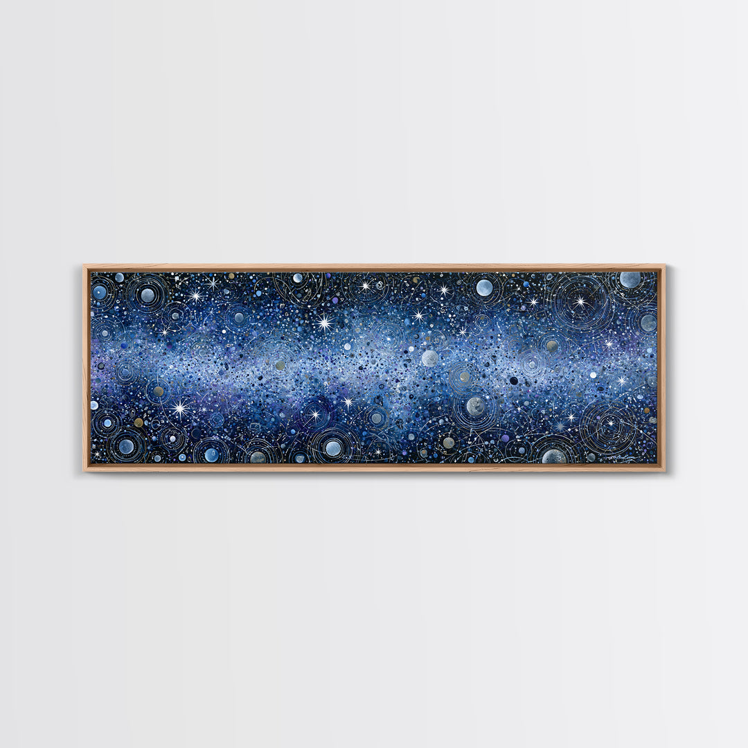 Distant Star Cluster Framed Canvas Print, Space Art, Retro Wall Art, Spa Decor, Fine Art, Serenity, Textured Painting, SAR-3x1-12