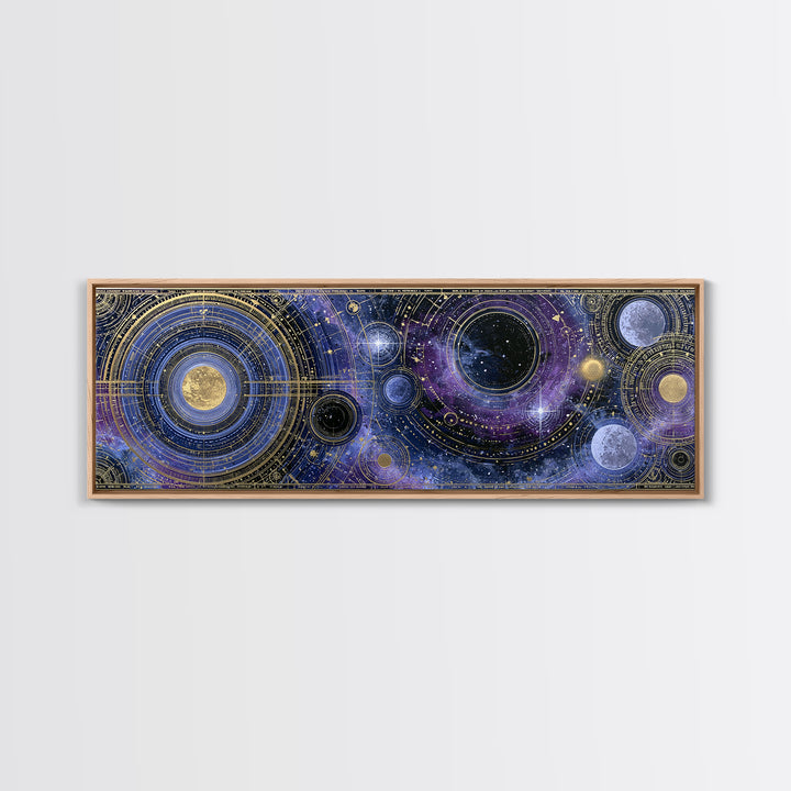 Solar System Arrangement Canvas Print, Space Art, Abstract Painting, Spa Decor, Fine Art, Serenity, Minimalist Decor, SAR-3x1-20