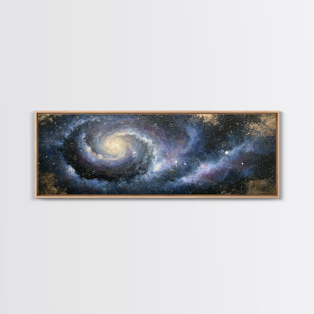 Galaxy Spiral in Jewel Tone Paint Framed Canvas Print, Space Art, Luxury Decor, Spa Decor, Fine Art, Serenity, Room Decor, SAR-3x1-7