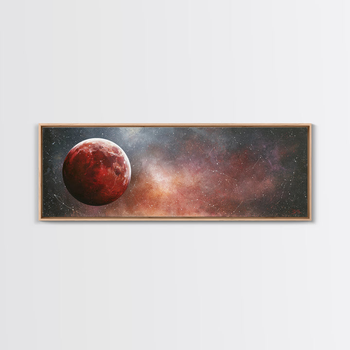 Lunar Eclipse in Deep Red Tones Canvas Print, Space Art, Large Wall Art, Spa Decor, Fine Art, Serenity, Minimalist Wall Art, SAR-3x1-75