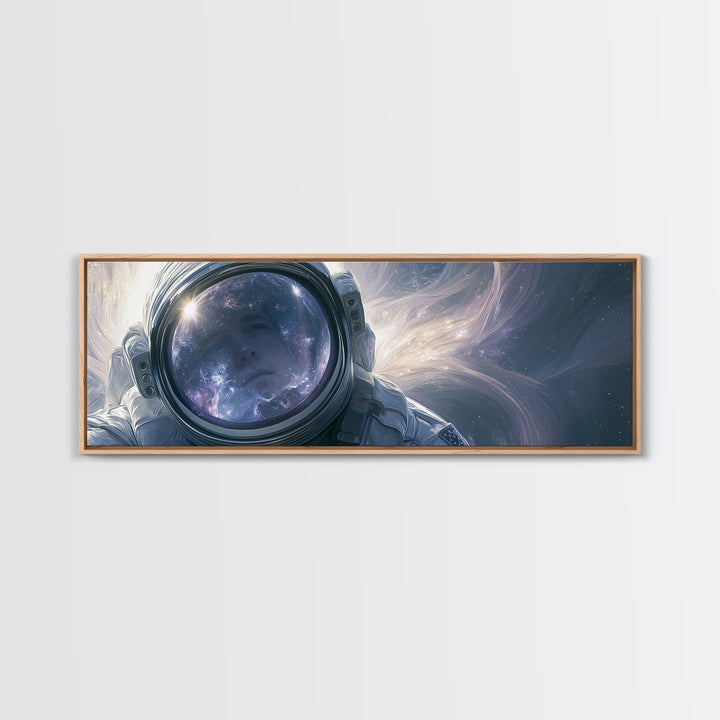 Astronaut Helmet Reflecting a Nebula Canvas Print, Space Art, Painting, Spa Decor, Fine Art, Serenity, Canvas Wall Art, SAR-3x1-80