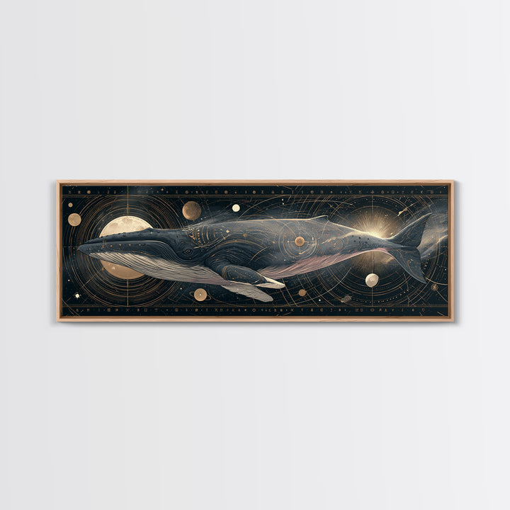 Space Whale Swimming Through Star Dust Canvas Print, Space Art, Wall Decor, Spa Decor, Fine Art, Serenity, Large Wall Art, SAR-3x1-96