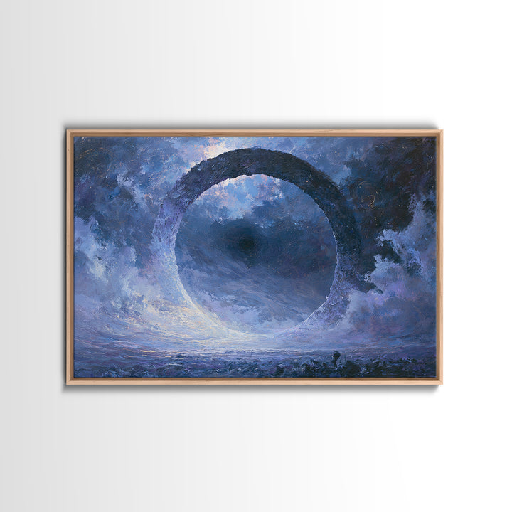 Black Hole with Radiant Accretion Ring Framed Canvas Print, Space Art, Room Decor, Spa Decor, Fine Art, Serenity, Printable Art, SAR-3x2-35