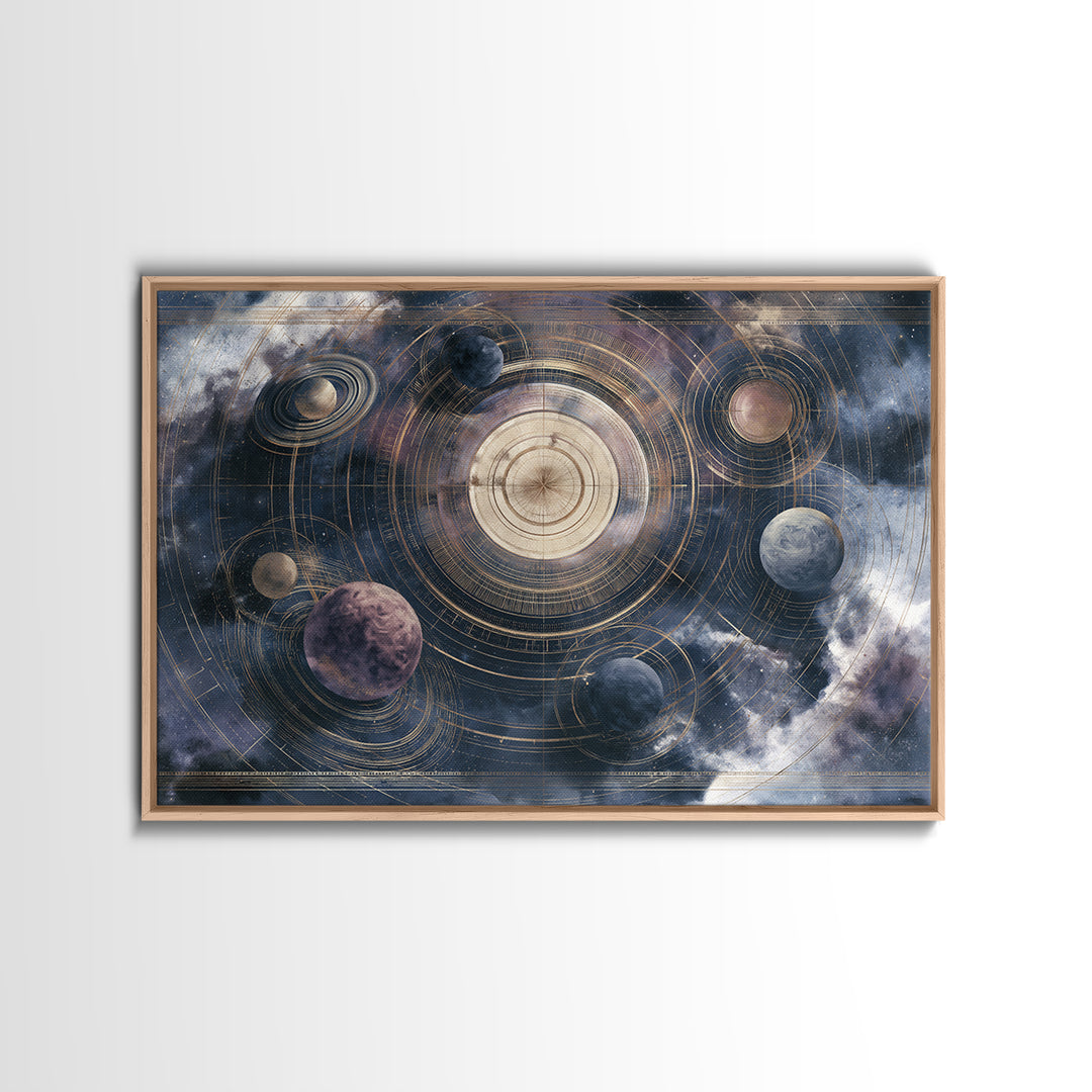 Solar System Arrangement Canvas Print, Space Art, Painting, Spa Decor, Fine Art, Serenity, Canvas Wall Art, Abstract Art, SAR-3x2-56