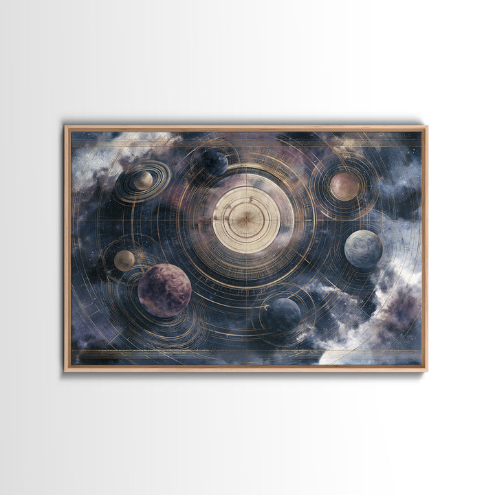 Solar System Arrangement Canvas Print, Space Art, Painting, Spa Decor, Fine Art, Serenity, Canvas Wall Art, Abstract Art, SAR-3x2-56