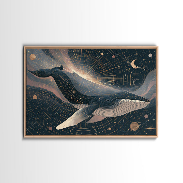 Space Whale Swimming Through Star Dust Canvas Print, Space Art, Canvas, Spa Decor, Fine Art, Serenity, Living Room Wall Art, SAR-3x2-84