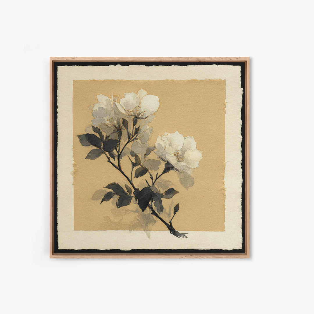 Nordic Folk Bird Framed Canvas Print, Scandinavian Art, Canvas Art, Living Room Decor, Fine Art, Nordic, Floral Wall Art, SCA-1x1-11