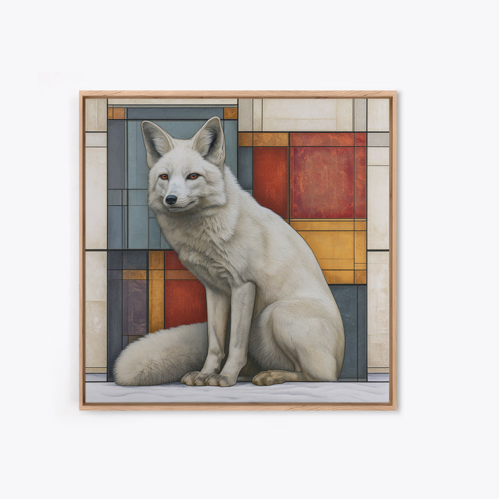 White Fox in Quiet Snow Framed Canvas Print, Scandinavian Art, Wall Decor, Living Room Decor, Fine Art, Nordic, Canvas Art, SCA-1x1-12